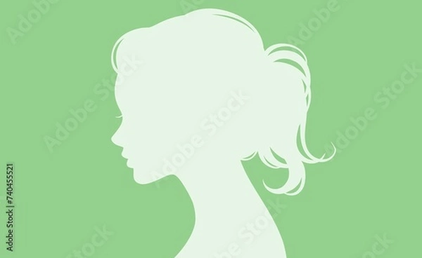 Obraz 女性・女の子の横顔シルエットイラスト素材