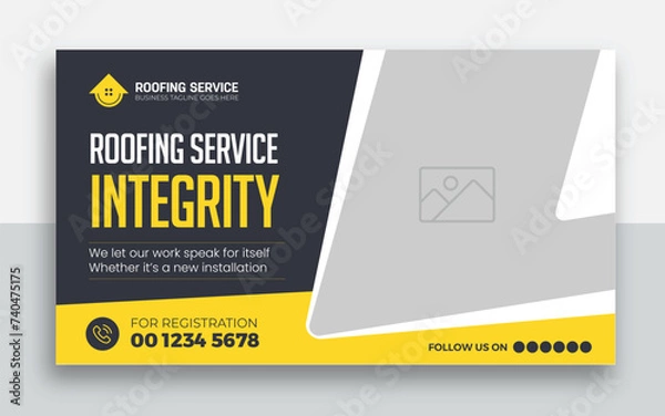 Fototapeta Roofing Service youtube thumbnail and web banner template design