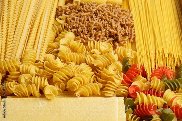 Fototapeta Different types and shapes of Italian pasta