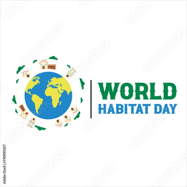 Fototapeta World habitat day concept on paper cut circle shape background,vector illustration
