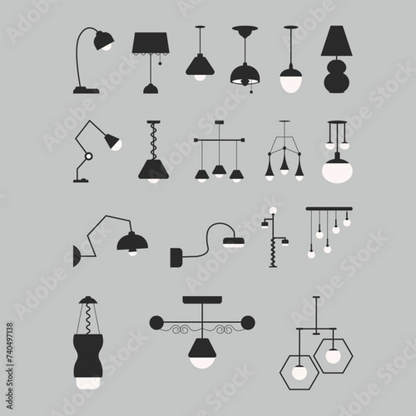 Fototapeta Unique Silhouette Lamp Design Set