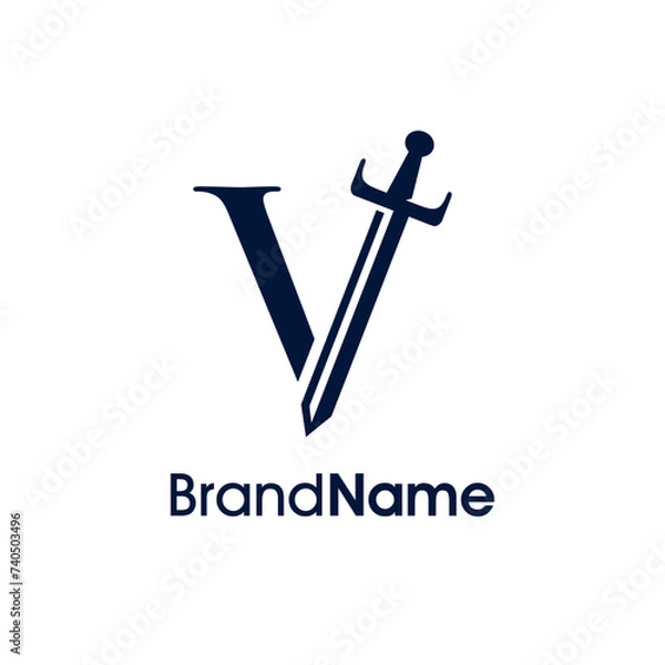 Obraz Simple Elegant Initial V Sword Logo