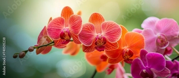 Obraz Vibrant close-up of beautiful pink and orange orchids in full bloom