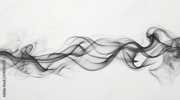 Fototapeta A minimalist composition of smoke whisps against a white background, emphasizing simplicity and elegance.
