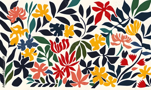 Fototapeta papercut flat design large pattern, Generative AI