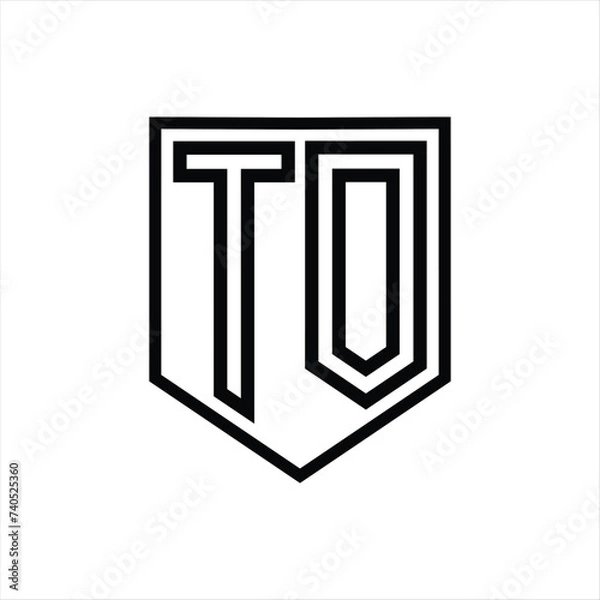 Fototapeta TO Letter Logo monogram shield geometric line inside shield isolated style design