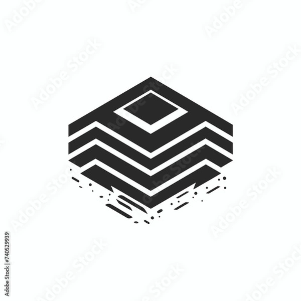 Fototapeta Vector black simple abstract construction logo element on white background Generative Ai