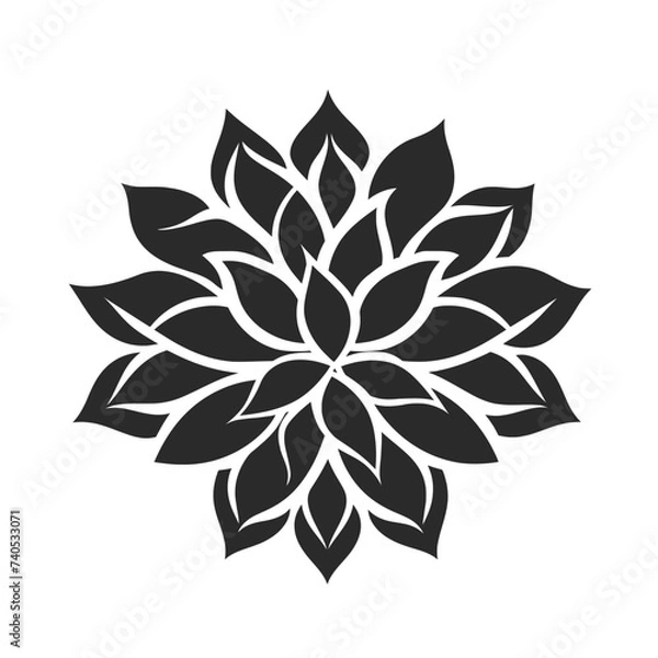 Obraz Black simple abstract flower logo element on white background Generative Ai