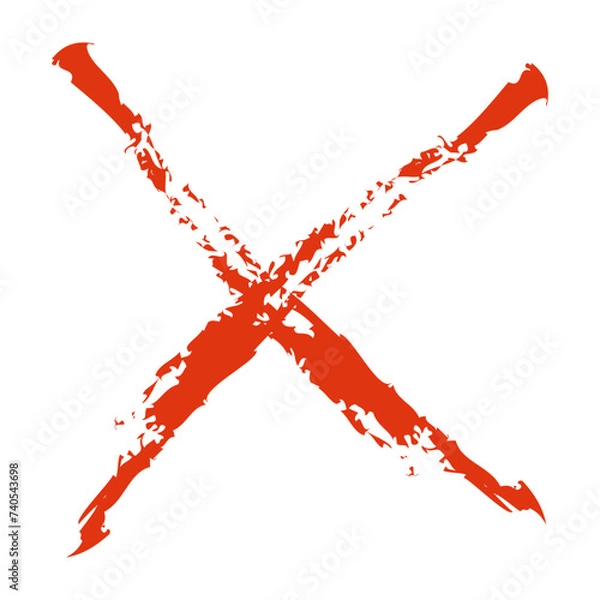 Obraz 手書き筆文字風の赤バツアイコン　