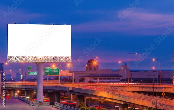 Fototapeta Blank billboard at twilight time for advertisement