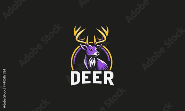 Obraz head deer logo design esport vector flat design template