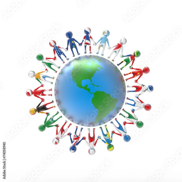 Fototapeta 地球と繋がる人