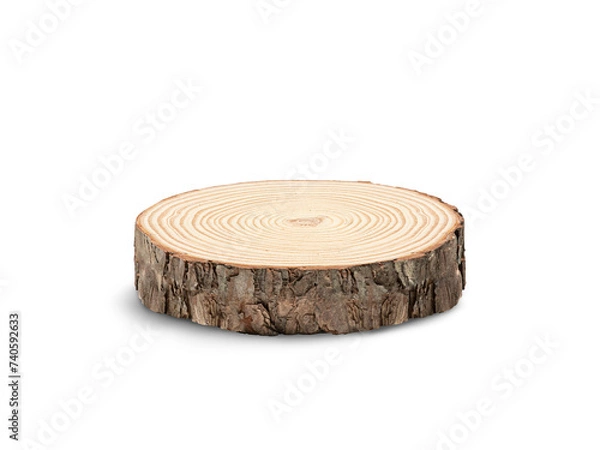 Fototapeta Beautiful texture of old tree stump table top product placement background.For create product display