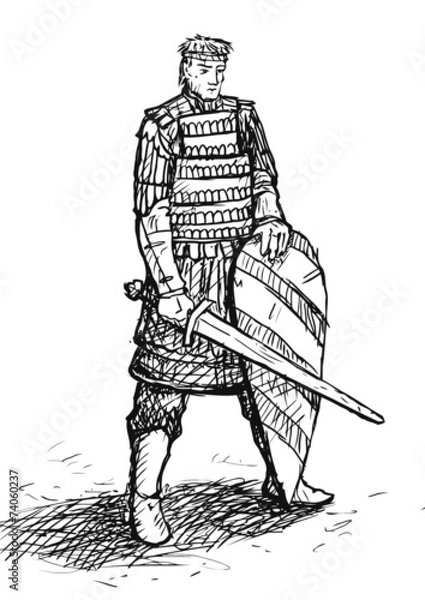 Fototapeta Russian warrior Sketch