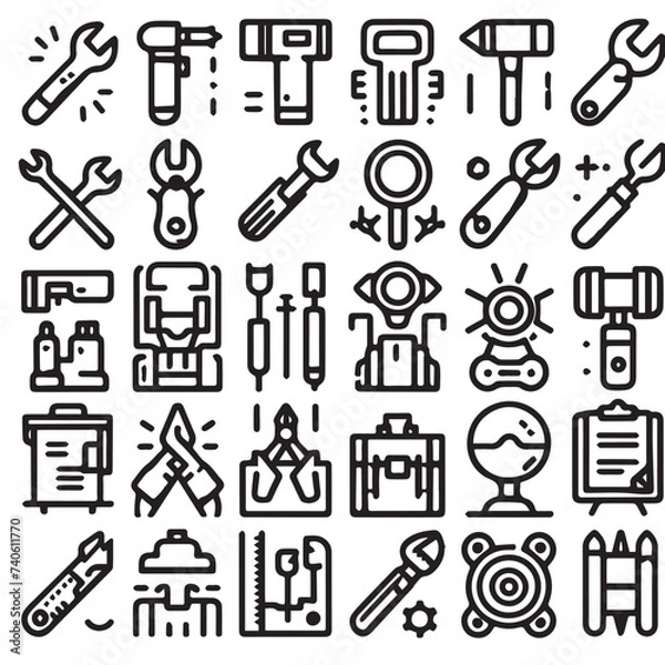 Fototapeta icon set file vector illustration line art 1