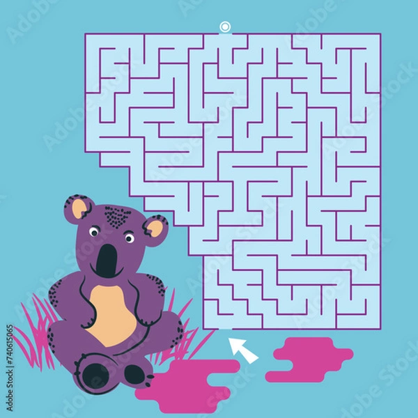 Obraz Maze labyrinth game koala vector illustration. Square format puzzle for kids