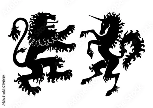 Fototapeta Heraldic Lion and Unicorn Vector