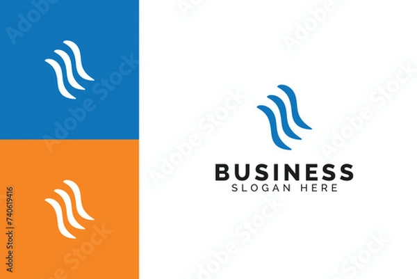 Fototapeta creative abstract waves iconic logo design vector illustration for business, company and branding. blue wave symbol logo vector design background. 