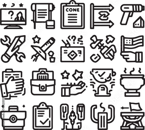 Fototapeta icon set file vector illustration line art 2