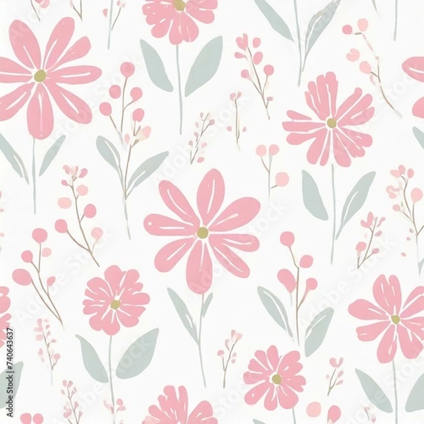 Fototapeta seamless pattern with pink flowers