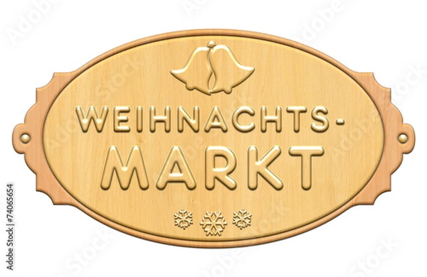 Obraz Weihnachtsmarkt - Holz - Glocke