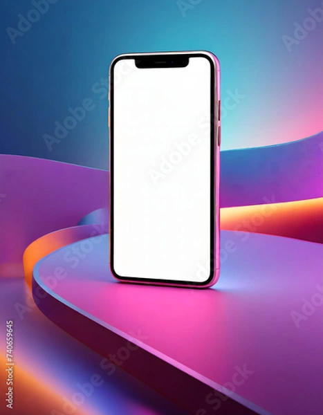 Obraz A smartphone mockup on a colorful gradient background.