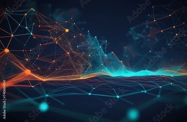 Fototapeta Social network hologram illustration. Technology, communication, internet concept. 3d rendering.