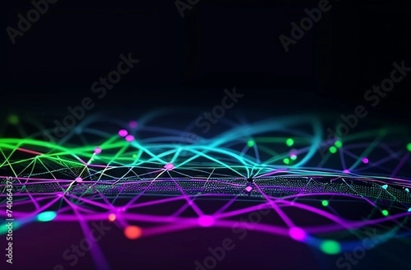 Fototapeta Social network hologram illustration. Technology, communication, internet concept. 3d rendering.