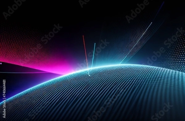 Fototapeta Social network hologram illustration. Technology, communication, internet concept. 3d rendering.