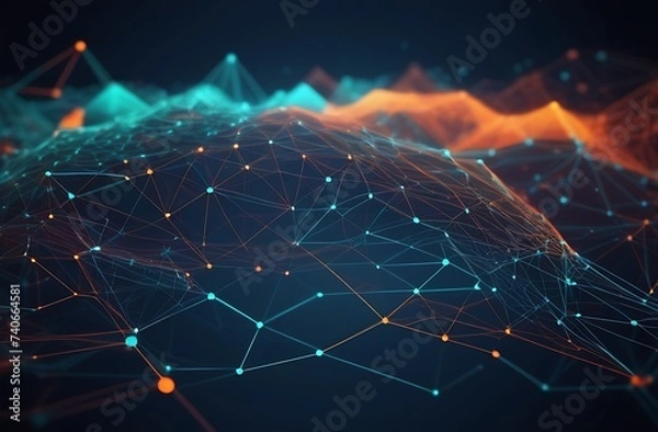 Fototapeta Social network hologram illustration. Technology, communication, internet concept. 3d rendering.