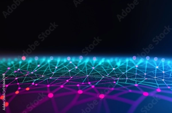 Fototapeta Social network hologram illustration. Technology, communication, internet concept. 3d rendering.