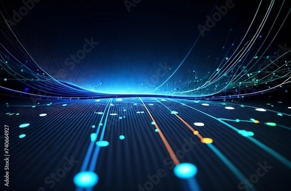 Obraz Social network hologram illustration. Technology, communication, internet concept. 3d rendering.