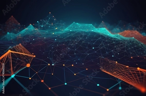 Fototapeta Social network hologram illustration. Technology, communication, internet concept. 3d rendering.