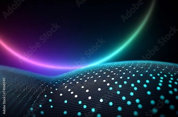 Fototapeta Social network hologram illustration. Technology, communication, internet concept. 3d rendering.