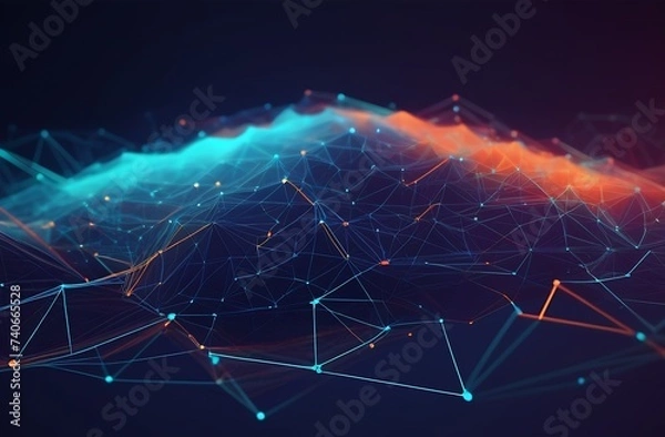 Fototapeta Social network hologram illustration. Technology, communication, internet concept. 3d rendering.