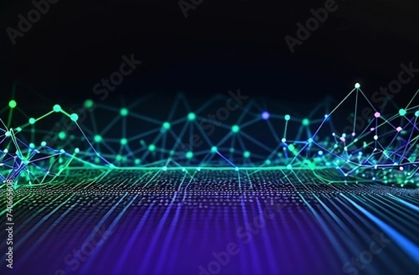 Fototapeta Social network hologram illustration. Technology, communication, internet concept. 3d rendering.