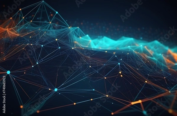 Fototapeta Social network hologram illustration. Technology, communication, internet concept. 3d rendering.