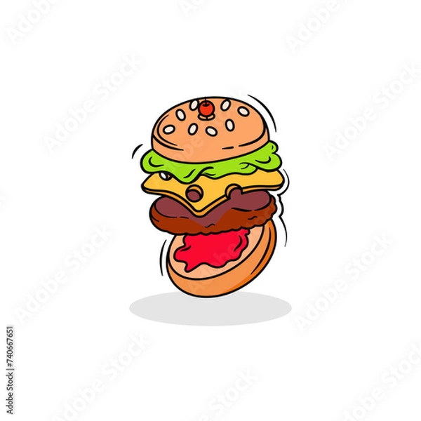 Fototapeta burger of color vector