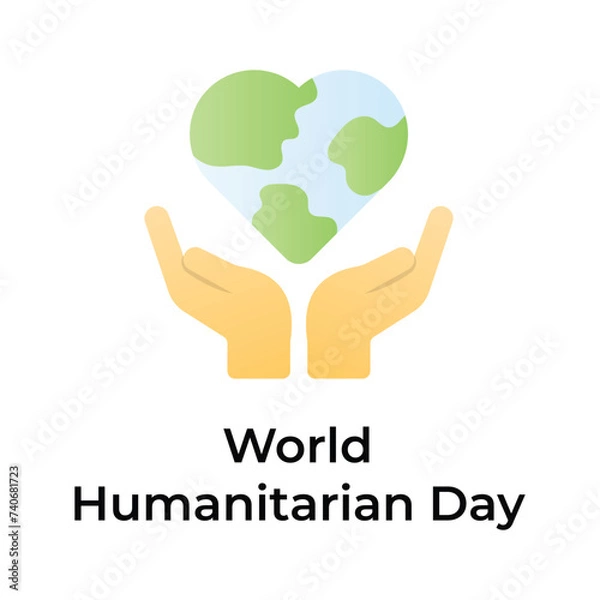 Fototapeta Heart shaped world globe on hands depicting concept icon of world humanitarian day