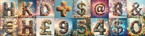 Fototapeta Spring flowers 3D Lettering Typeface. AI generated illustration