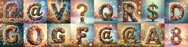 Fototapeta Spring flowers 3D Lettering Typeface. AI generated illustration