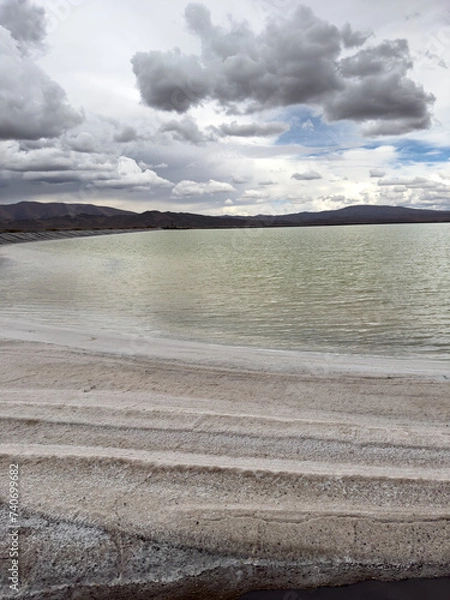 Fototapeta Lithium brine evaporation ponds in the altiplano in Jujuy Province, Argentina