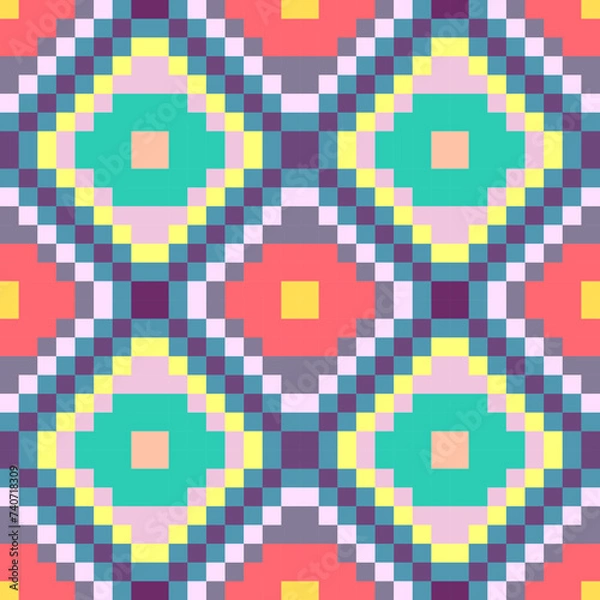 Obraz Pixel ethnic pattern. Geometric ethnic pattern. Pixel pattern. Colorful pixel ethnic pattern.