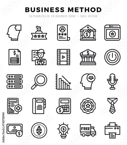 Fototapeta Business Method web icons in Lineal style.