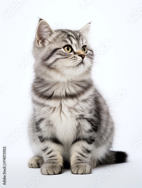 Obraz fat cat, white background, isolated, portrait
