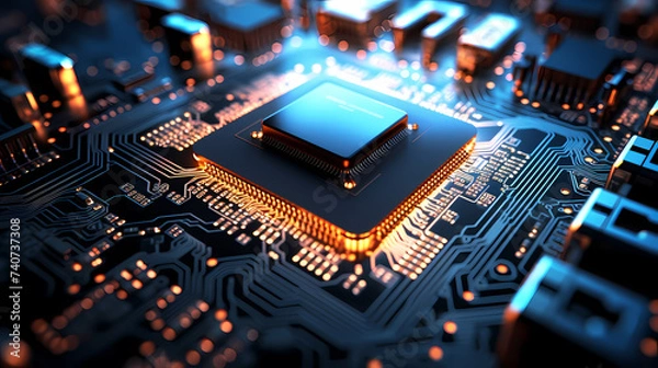 Fototapeta Microchip, central computer processor CPU concept