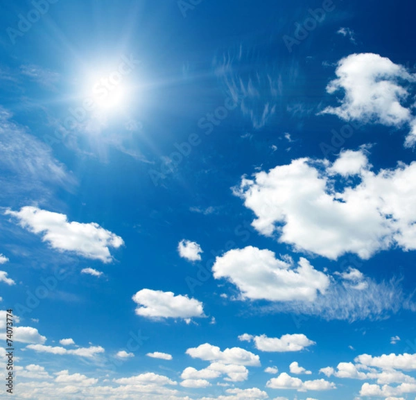 Fototapeta blue sky background with tiny clouds