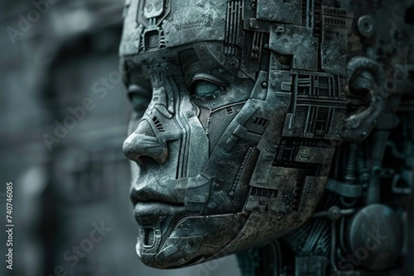 Fototapeta The interplay between Misery and Cybersecurity in a mechanized ancient society