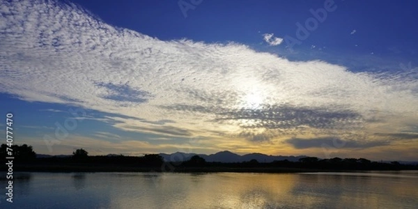 Obraz 櫛田川河口の夕焼け