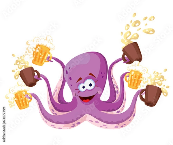 Fototapeta octopus with beer